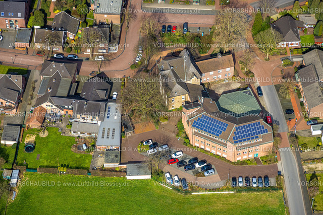 Huenxe240309938 | Luftbild, Rathaus Gemeinde Hünxe Behörde mit Solardach, Hünxe, Nordrhein-Westfalen, Deutschland