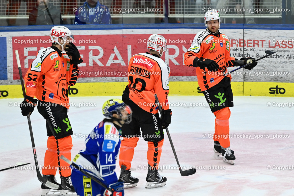 EC IDM WÄRMEPUMPEN VSV vs. MOSER MEDICAL GRAZ99ERS | Jubel Graz 99ers, #52 Paul Huber Graz 99ers, #10 Chris Collins Graz 99ers, #5 Kasper Kotkansalo Graz 99ers, EC IDM WÄRMEPUMPEN VSV vs. MOSER MEDICAL GRAZ99ERS, EC IDM WÄRMEPUMPEN VSV vs. MOSER MEDICAL GRAZ99ERS am 17.03.2026 in Villach (Stadthalle Villach), Austria, (Photo by Bernd Stefan)