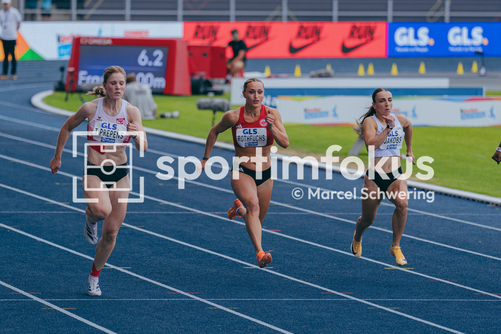 Deutsche Meisterschaften der Frauen und Männer 2026 | Emely Rothfuchs, Eintracht Frankfurt e.V., 100-Meter-Lauf, Vorlauf, Deutsche Meisterschaften der Frauen und Männer 2026, Lohrheidestadion Bochum-Wattenscheid, 25.07.2026. Foto: Marcel Schwering / sportimfokus - Realisiert mit Pictrs.com