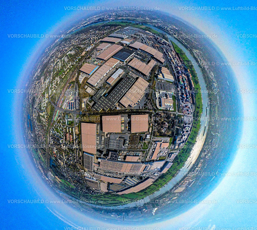 Duisburg250490025Logport1Rheinhausen | Luftbild, duisport Hafen, logport I Rheinhausen, logport 1, Containerhafen, Duisburg Hafen D3T Duisburg Trimodal Terminal, AutomobilLogistik, Erdkugel, Fisheye Aufnahme, Fischaugen Aufnahme, 360 Grad Aufnahme, tiny world, little planet, fisheye Bild, Hüttenheim, Duisburg, Ruhrgebiet, Nordrhein-Westfalen, Deutschland