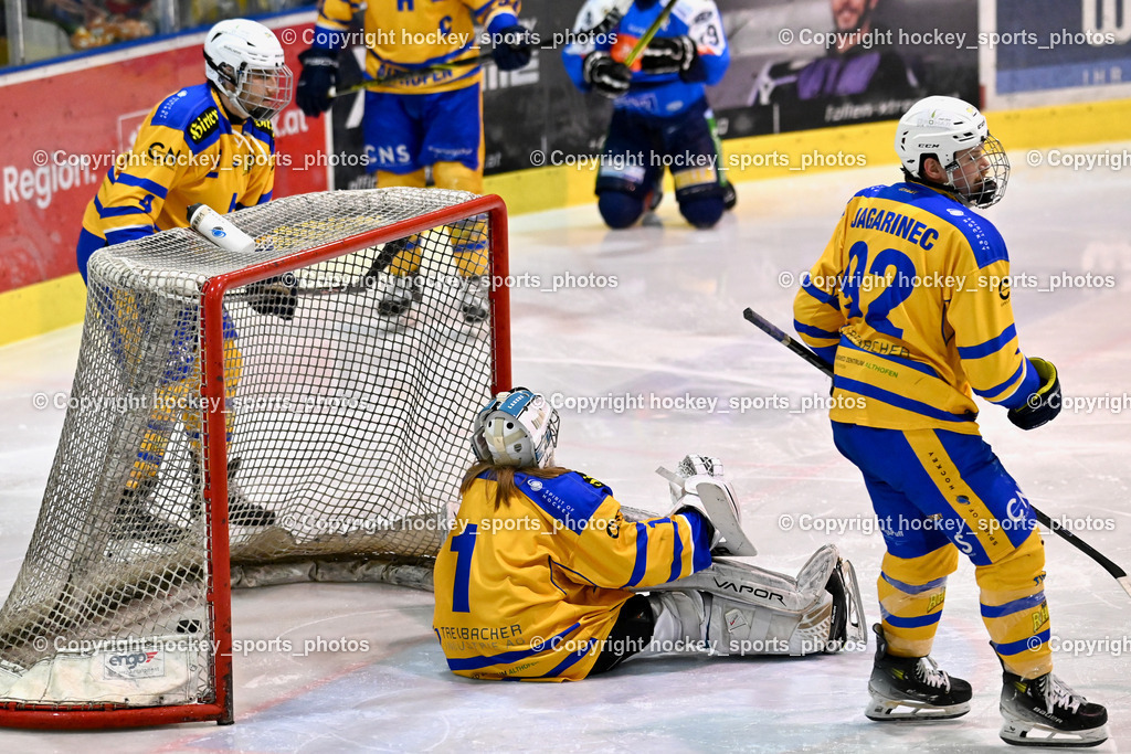 ESC SPARKASSE STEINDORF vs. EHC Althofen | #1 Adamitsch Anja EHC Althofen, #92 Jagarinec Jakob Lukas EHC Althofen, ESC SPARKASSE STEINDORF vs. EHC Althofen, ESC SPARKASSE STEINDORF vs. EHC Althofen am 06.03.2026 in Steindorf (Ossiachersee Halle), Austria, (Photo by Bernd Stefan)