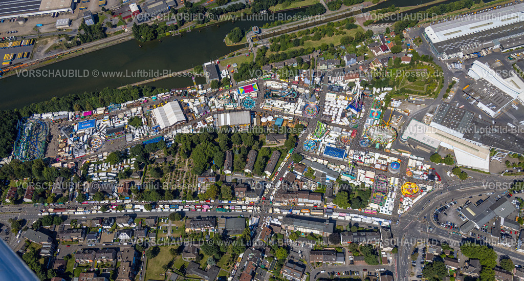 Herne240803375 | Luftbild, Cranger Kirmes, Volksfest mit Fahrgeschäften und Gastronomie, Riesenrad, Unser Fritz, Herne, Ruhrgebiet, Nordrhein-Westfalen, Deutschland
