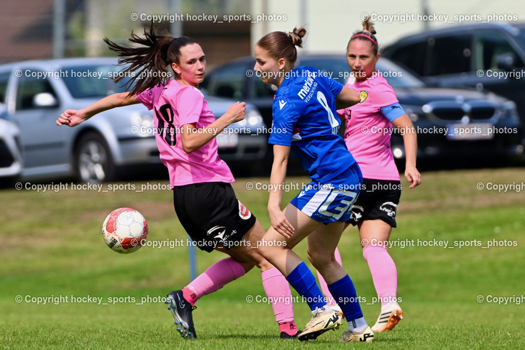 Carinthians Hornets vs. GAK 1902 Frauen | #18 Laura Therese Kert Carinthians Hornets, #8 Marie Haiden GAK, #14 Nicole Dominique Gatternig Carinthians Hornets, Carinthians Hornets vs. GAK 1902 Frauen, Carinthians Hornets vs. GAK 1902 Frauen am 01.09.2024 in Sachsenburg (Sportplatz Sachsenburg), Austria, (Photo by Bernd Stefan)