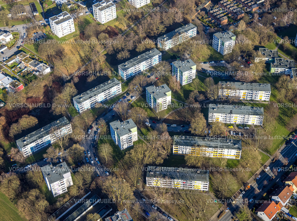 Dortmund240102088 | Luftbild, Wohngebiet Mehrfamilien Reihenhäuser Siedlung Steinfurtweg, Verkehrssituation, Kirchlinde, Dortmund, Ruhrgebiet, Nordrhein-Westfalen, Deutschland