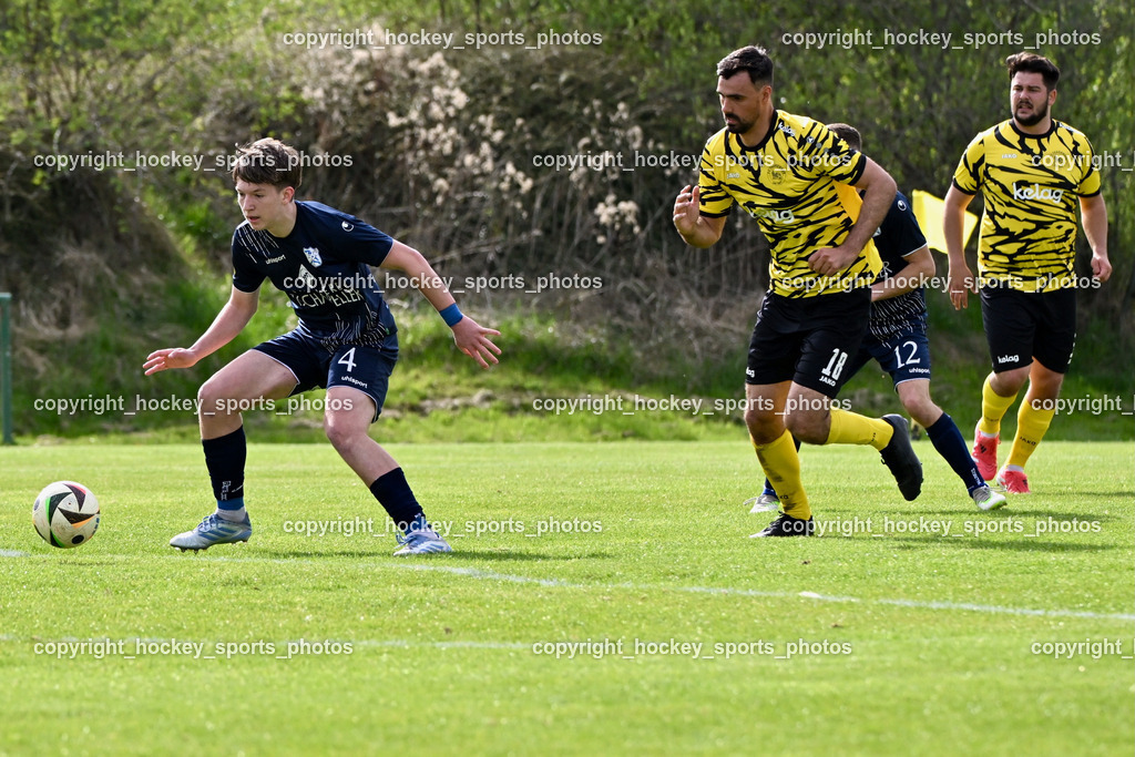 FC Faakersee vs. FC Dölsach | #4 Yannick Finn Brandner FC Dölsach, #18 Andreas Unterguggenberger FC Faakersee, #31 Arnel Mulahalilovic FC Faakersee, FC Faakersee vs. FC Dölsach, FC Faakersee vs. FC Dölsach am 20.04.2025 in Finkenstein (Sportplatz Finkenstein), Austria, (Photo by Bernd Stefan)