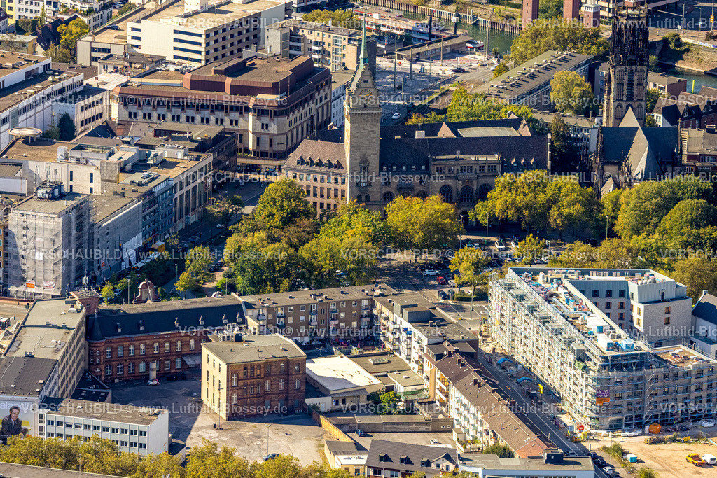 Duisburg241003997 | Luftbild, Rathaus und evang, Salvatorkirche, Baustelle Mercator Quartier Duisburg, Altstadt, Duisburg, Ruhrgebiet, Nordrhein-Westfalen, Deutschland