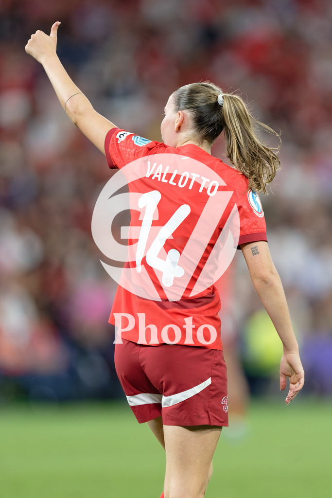 Finland v Switzerland: UEFA Women's EURO 2025 Group A | GENEVA, SWITZERLAND - JULY 10: Smilla Vallotto of Switzerland gestures  during the UEFA Women's EURO 2025 Group A match between Finland and Switzerland at Stade de Geneve on July 10, 2025 in Geneva, Switzerland. (Photo by Giuseppe Velletri/Sports Press Photo/Getty Images)