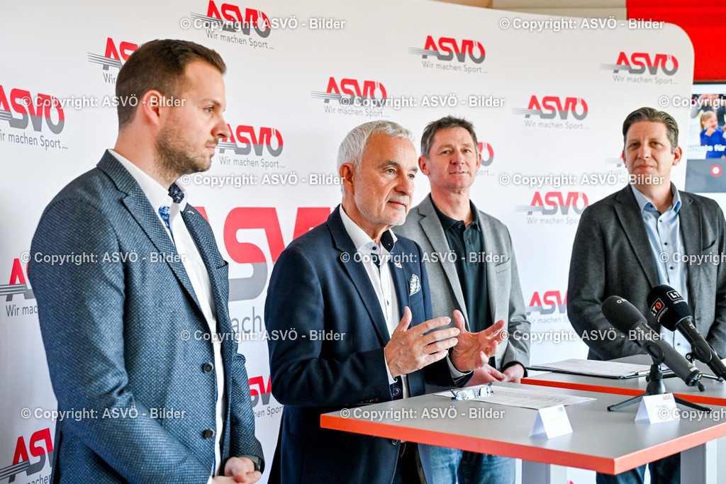 ASVÖ_ Pressekonferenz Spendentool_ 05.03.2026-22 | 05.03.2026, GRAZ, AUT, ASVÖ, Pressekonferenz Spendentool, Wie ermöglichen Spenden, im Bild Christoph Högler (FanInvest), Peter Reichl (Präsident ASVÖ Österreich), Björn Lobenwein (Obmann Dynamo Sport), Michael Horvath, (Vize Präsident ASVÖ Steiermark)© ASVÖ Steiermark/Dostal - Realisiert mit Pictrs.com