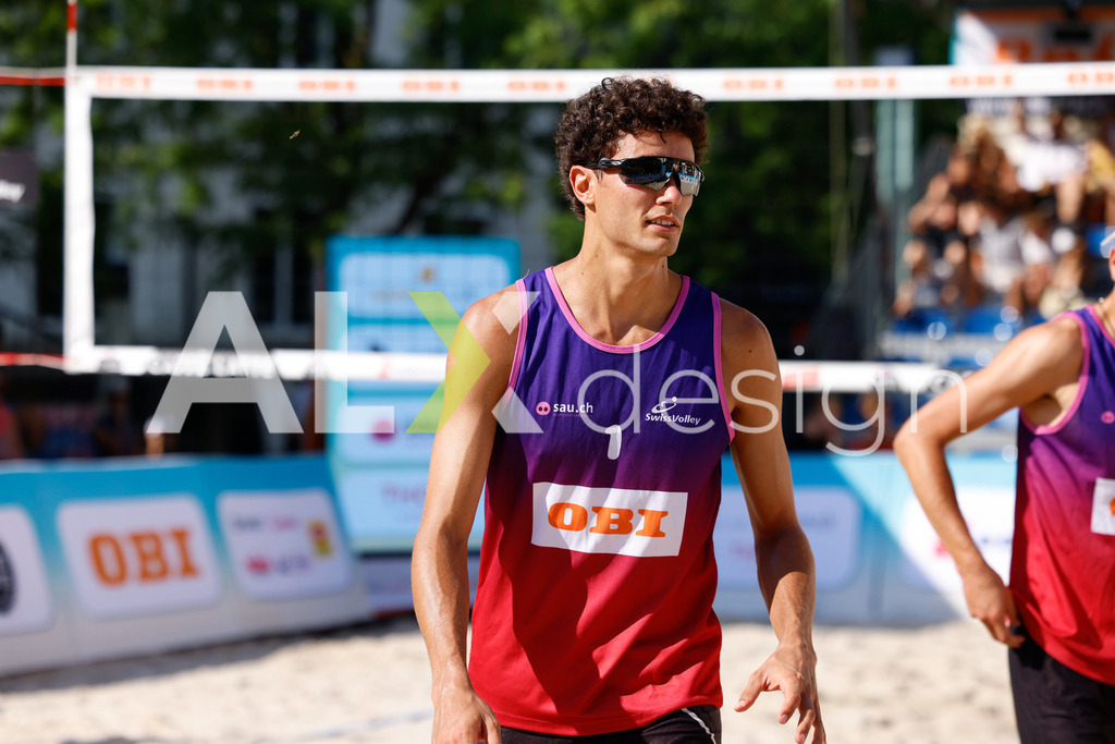 Obi BeachTour 2026 - Basel | BASEL, SWITZERLAND - JULY 17: MAËL MASSEREY (SUI) during the Obi BeachTour 2026 match between LEITNER / KINDL (AUT) and MASSEREY / SCHNEGG (SUI) at Barfüsserplatz on July 17, 2026 in Basel, Switzerland. - Realisiert mit Pictrs.com