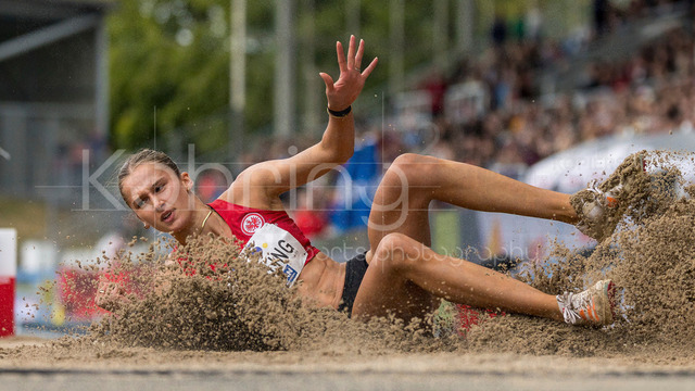 Deutsche Leichtathletik-Meisterschaften; Bochum-Wattenscheid, 26.07.2026 | Finja Köchling (Eintracht Frankfurt e.V.), Weitsprung; Deutsche Leichtathletik-Meisterschaften am 26.07.2026 im Lorheide-Stadion, Bochum-Wattenscheid (Nordrhein-Westfalen).