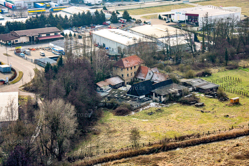 Luftbild: Barthelsmühle im Ortsteil Minderslachen in Kandel im Bundesland Rheinland-Pfalz in Deutschland. Foto: IMG_16849.jpg vom 15.02.2009 durch Werner Riehm/FLY-FOTO.de
