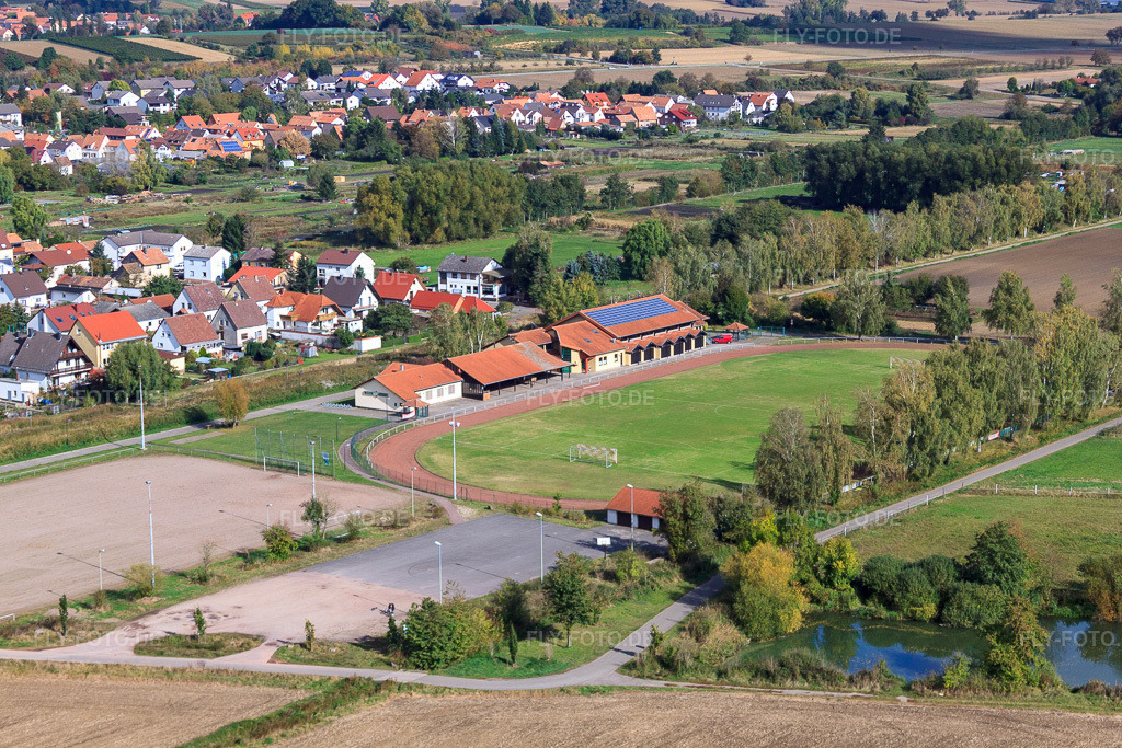 Luftbild: Sportplätze der Sportfreunde Steinfeld und Wiesentalhalle in Steinfeld im Bundesland Rheinland-Pfalz in Deutschland. Foto: IMG_22496.jpg vom 15.10.2009 durch Werner Riehm/FLY-FOTO.de