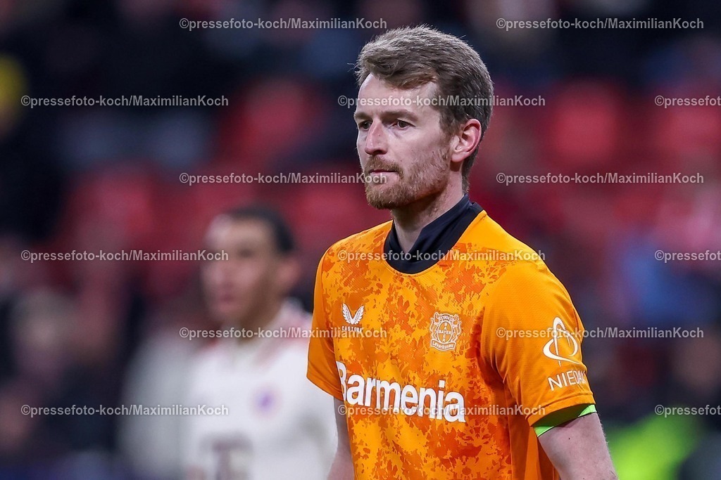UCL11032502528 | 11.03.2025, Fußball, UEFA Champions League, Bayer 04 Leverkusen - FC Bayern München, Achtelfinale Rückspiel, BayArena, Saison 2024 2025: Matija Marsenic (Bayer04 Leverkusen #xxx)DFB regulations prohibit any use of photographs as image sequences and or quasi-video.