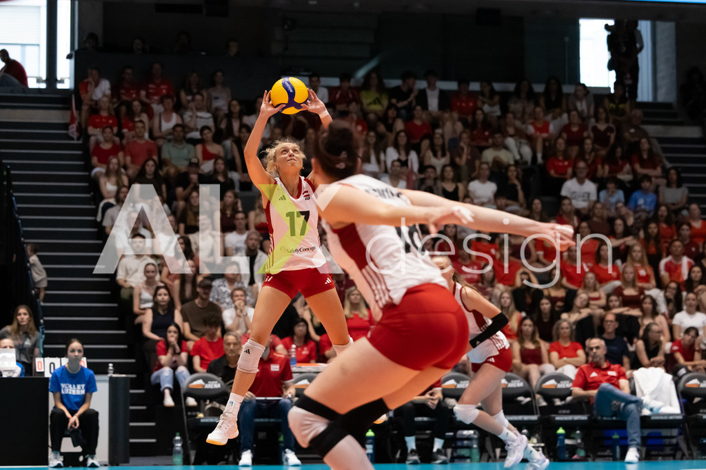 Austria v Switzerland - CEV European League Women | KRIENS, SWITZERLAND - JUNE 14: DANA SCHMIT of Austria during the CEV European League match between Austria and Switzerland at Pilatus Arena on June 14, 2026 in Kriens, Switzerland. - Realisiert mit Pictrs.com