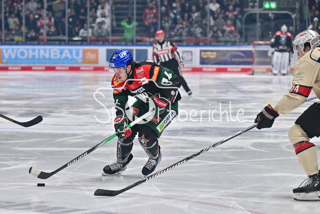 Augsburger Panther - Nürnberg Ice Tigers | am Puck D. J. BUSDEKER (Augsburger Panther #14) / DEL: Augsburger Panther - Nuernberg Ice Tigers, Curt Frenzel Stadion am 03.01.2025