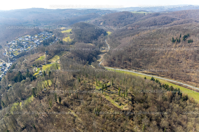 HB-Arnsberg220302083 | Luftbild, Rüdenburg im Waldgebiet in Arnsberg, Sauerland, Nordrhein-Westfalen, Deutschland