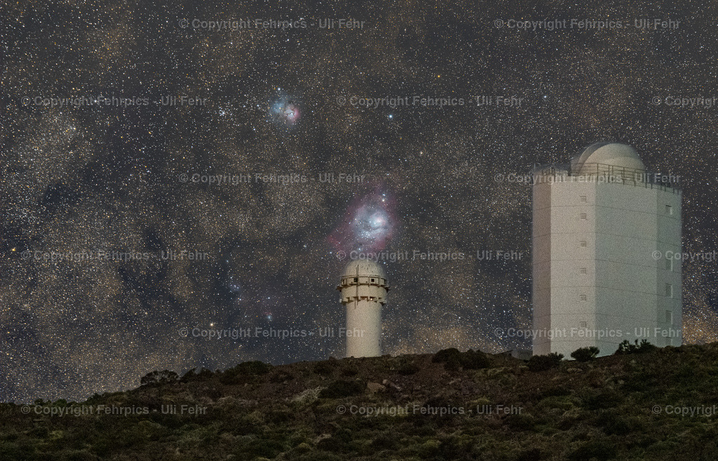 Teide Observatory with Lagoon and Trifid Nebula | Fehrpics - hochwertige Fotoprodukte rund um Landschaft, Natur, Sterne & Milchstraße. - Realisiert mit Pictrs.com