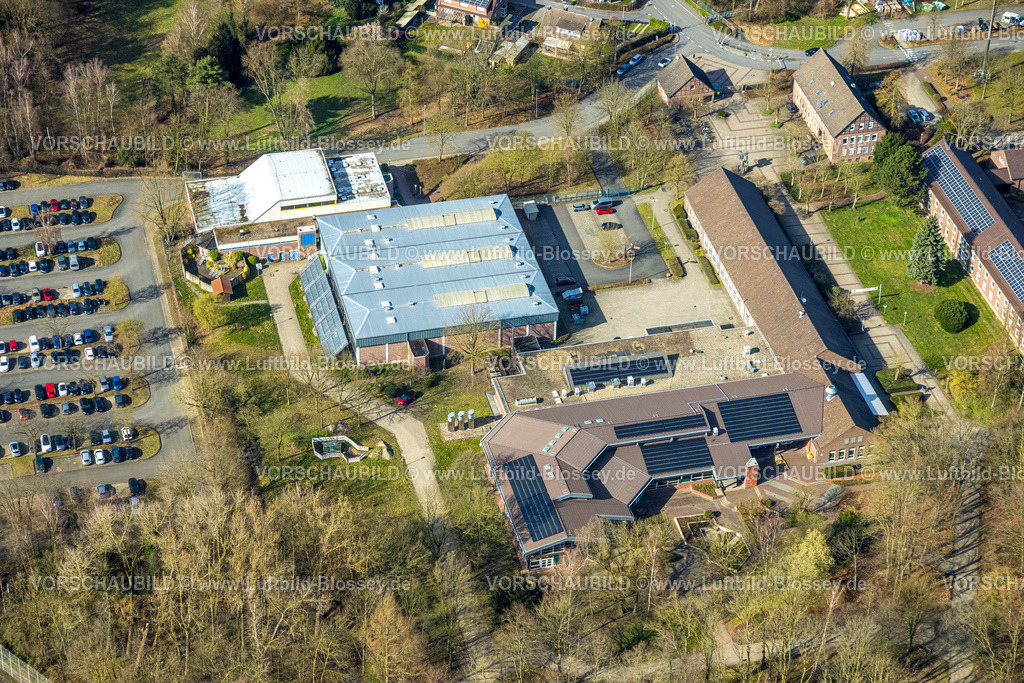 Selm260306852Bork | Luftbild, Hallenbad und Sporthalle, Parkplätze, LAFP NRW Landesamt für Ausbildung, Fortbildung und Personalangelegenheiten, Bork, Selm, Münsterland, Nordrhein-Westfalen, Deutschland