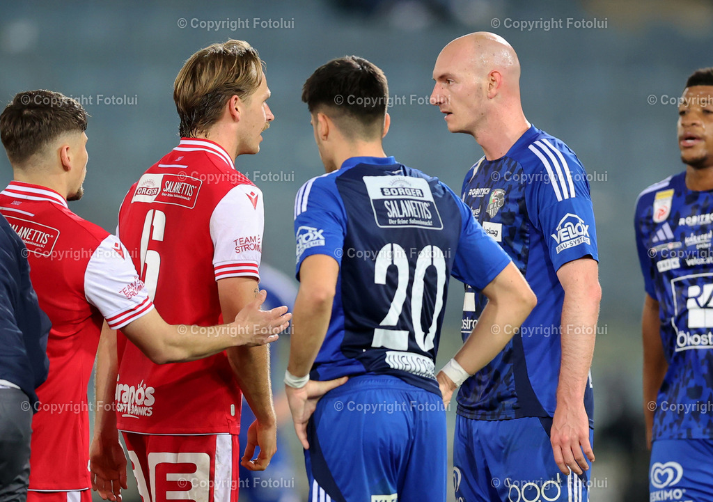 A_LUI_14032026_22 | SPORT,FUSSBALL,ADMIRAL BUNDESLIGA GAK-RZ PELLETS WAC 14.03.2026 IM BILD: WORTWECHSEL ZWISCHEN MATHIAS OLESEN  (GAK) UND NICOLAS WIMMER (WAC) FOTO:FOTOLUI/MW