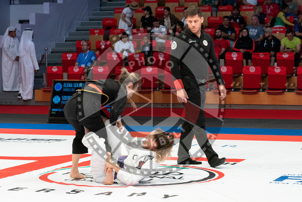20231106PBB2326 | Fighters compete during the AJP World Master Championship in the Mubadala Arena in Abu Dhabi, Arab United Emirates, on November 6, 2023.