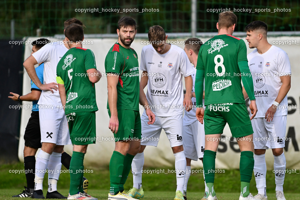 FC ASKÖ Gmünd vs. Union Matrei  | #8 Domenik Steiner FC Gmünd, #6 Manuel Hanser  Matrei, #27 Hannes Wibmer Matrei, #2 Marko Pranjic FC Gmünd, FC ASKÖ Gmünd vs. Union Matrei , FC ASKÖ Gmünd vs. Union Matrei  am 21.09.2024 in Gmünd (Sportplatz Gmünd), Austria, (Photo by Bernd Stefan)