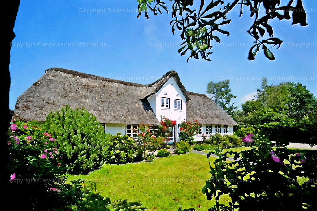 PDM2_Westerland_0557_90x60_sig | Digitale Malerei. Reetdach -Haus in Westerland auf Sylt.  - Realisiert mit Pictrs.com