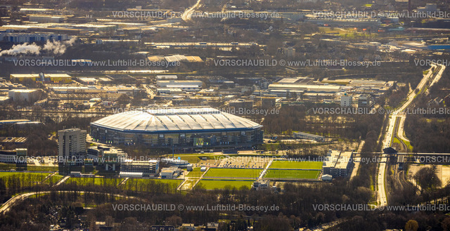 Gelsenkirchen230211160 | Luftbild, Veltins-Arena Bundesligastadion des FC Schalke 04 mit geschlossenem Dach, Berger Feld, Erle Gelsenkirchen, Ruhrgebiet, Nordrhein-Westfalen, Deutschland