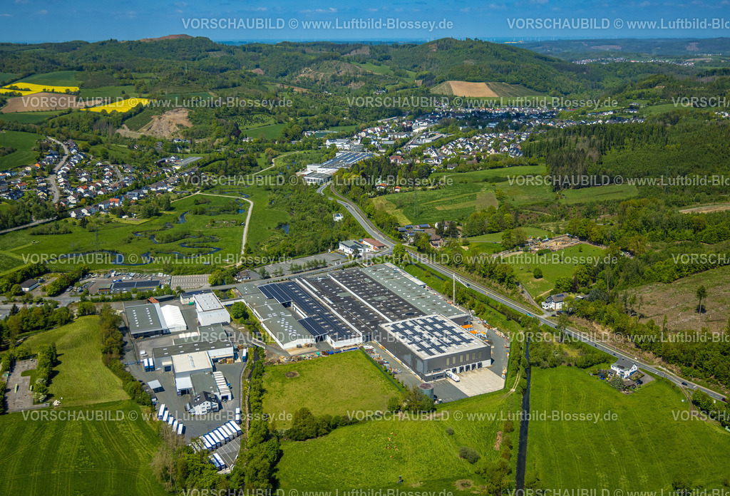Sundern230505392 | Luftbild, Gewerbegebiet Am Lindhövel, Schulte Home GmbH, Valerius Logistik GmbH, Hachen, Sundern, Sauerland, Nordrhein-Westfalen, Deutschland