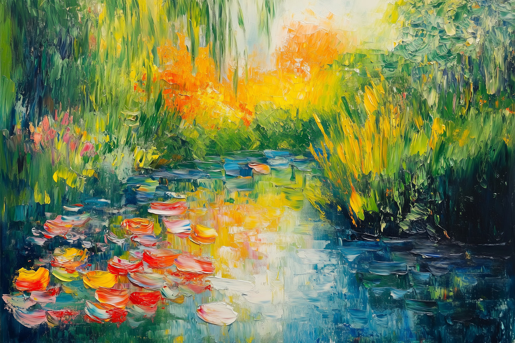2408032 - Gartenteich | Impressionistisches Motiv eines Gartenteichs als hochwertiger Kunstdruck.