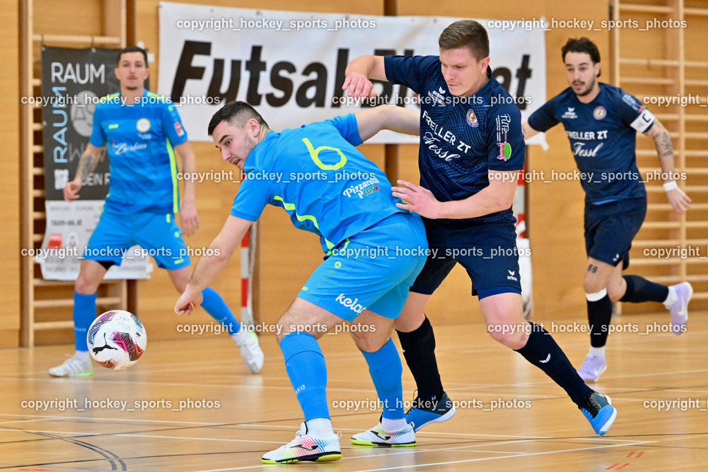 LPSV-Kärnten vs. FUTSAL versli.at Klagenfurt | #6 Marko Bubnjic versli.at Klagenfurt, #7 Senad Huseinbasi LPSV-Kärnten, LPSV-Kärnten vs. FUTSAL versli.at Klagenfurt, LPSV-Kärnten vs. FUTSAL versli.at Klagenfurt am 01.02.2026 in Villach (Ballspielhalle St. Martin), Austria, (Photo by Bernd Stefan)
