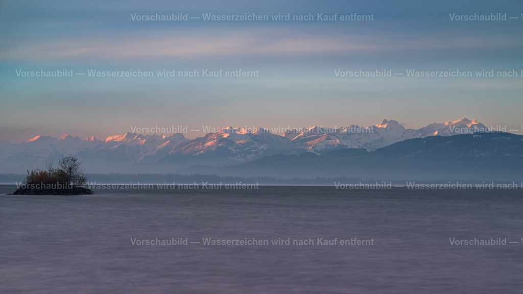 Alpenblick am Bodensee | vom Campingplatz Lindau kurz nach Sonnenaufgang - Realisiert mit Pictrs.com