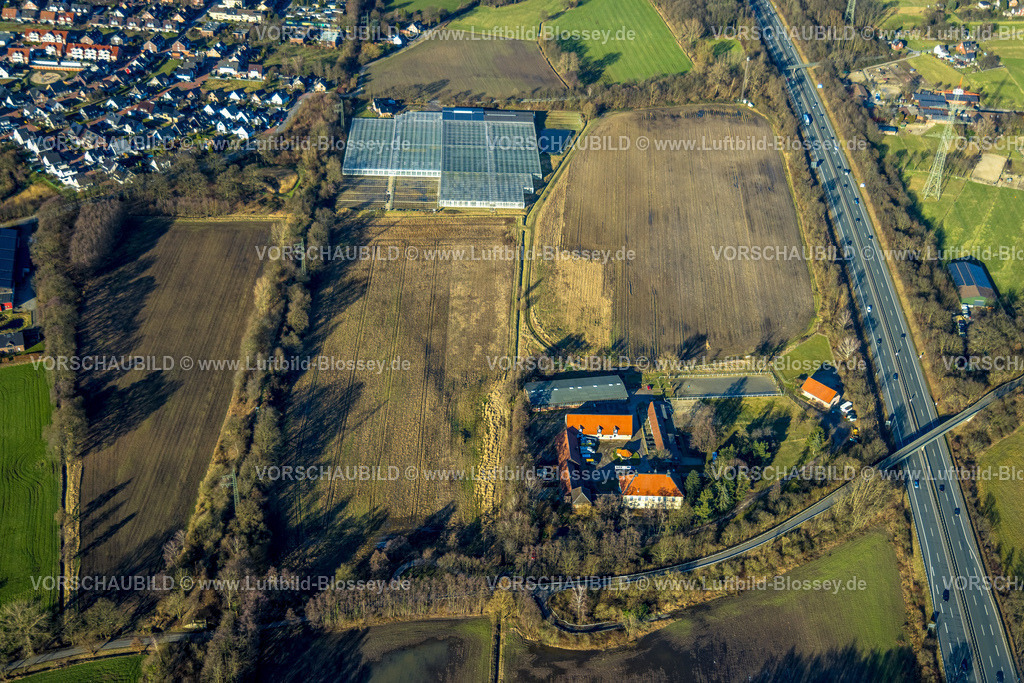 Bottrop240107774 | Luftbild, Schloss Rittergut Haus Brabeck, Der Hof Gewächshaus Tappenhof, Kirchhellen-Nord-Ost, Bottrop, Ruhrgebiet, Nordrhein-Westfalen, Deutschland