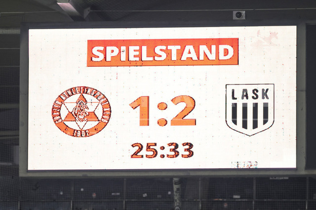 Austrian Bundesliga: Grazer AK 1902 vs LASK | GRAZ, AUSTRIA, 13.DEC.25 - SOCCER - ADMIRAL Bundesliga, Grazer AK 1902 vs LASK. The image shows info screen with game score.