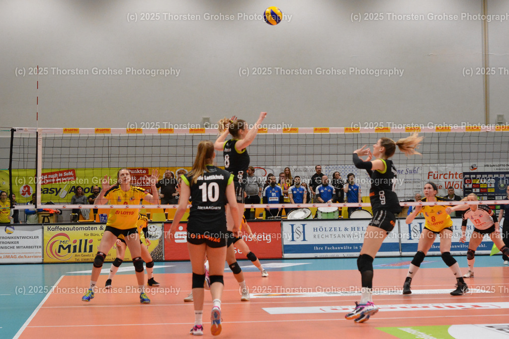 VBL VFB SUHL vs. LADIES IN BLACK AACHEN | Ladys in Black am Ball; VBL VFB SUHL vs. LADIES IN BLACK AACHEN, Volleyball-Bundesliga Frauen am 03.02.2018 in der Multihalle in Meiningen, (Deutschland) - Realisiert mit Pictrs.com