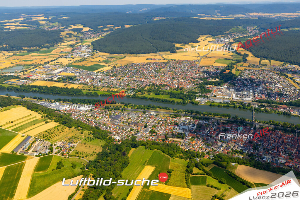 Das Luftbild zeigt :  Elsenfeld - Die Luftaufnahme wurde 2023 vom UL-Flugzeug aus erstellt ( keine Drohne ) - Hochauflösende Luftaufnahme - Für grossformatige Ausdrucke geeignet. Die Geschenkidee !Mit Lizenz und Bildrechte bestellbar