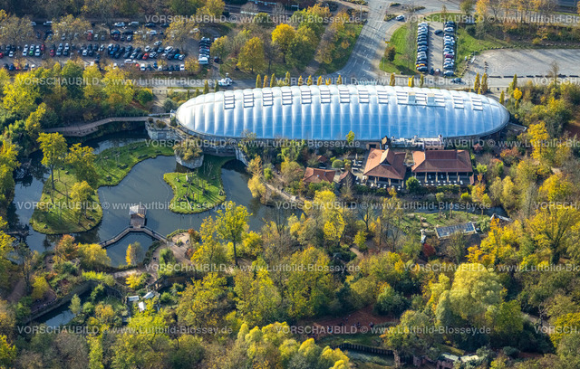 Gelsenkirchen221101695suedlich | Luftbild, ZOOM Erlebniswelt Zoo, Eventlocation Ryokan, zigarrenförmige Halle mit Tropenparadies, Bismarck, Gelsenkirchen, Ruhrgebiet, Nordrhein-Westfalen, Deutschland