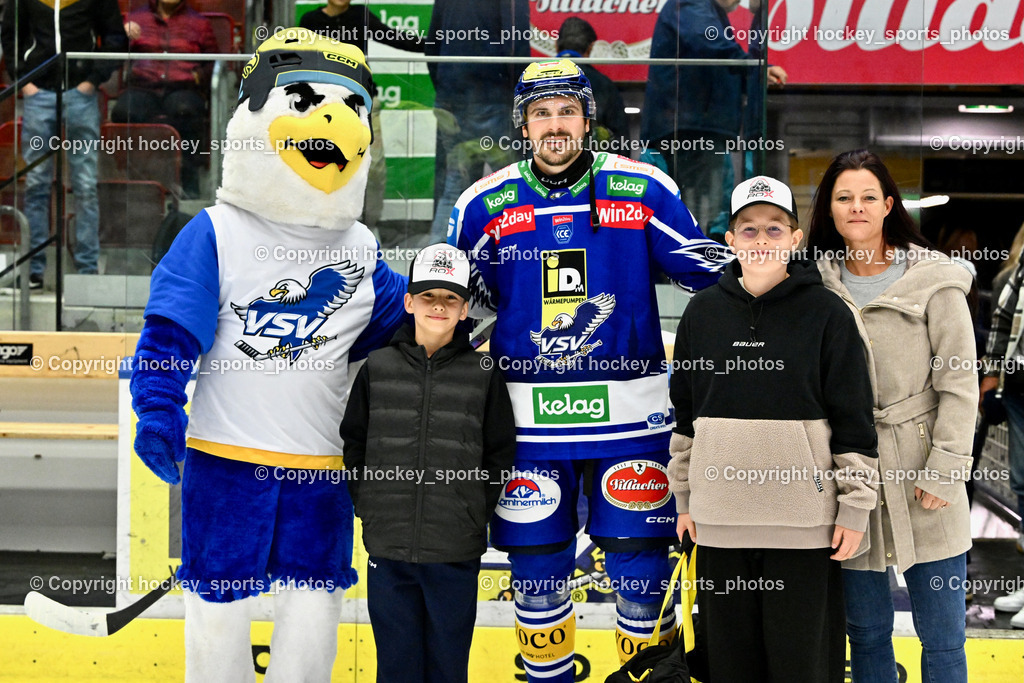 EC IDM Wärmepumpen VSV vs. FTC-TELEKOM JÉGKORONG | Spieler des Abends, #13 Adam Helewka EC VSV, EC IDM Wärmepumpen VSV vs. FTC-TELEKOM JÉGKORONG, EC IDM Wärmepumpen VSV vs. FTC-TELEKOM JÉGKORONG am 19.10.2025 in Villach (Stadthalle Villach), Austria, (Photo by Bernd Stefan)