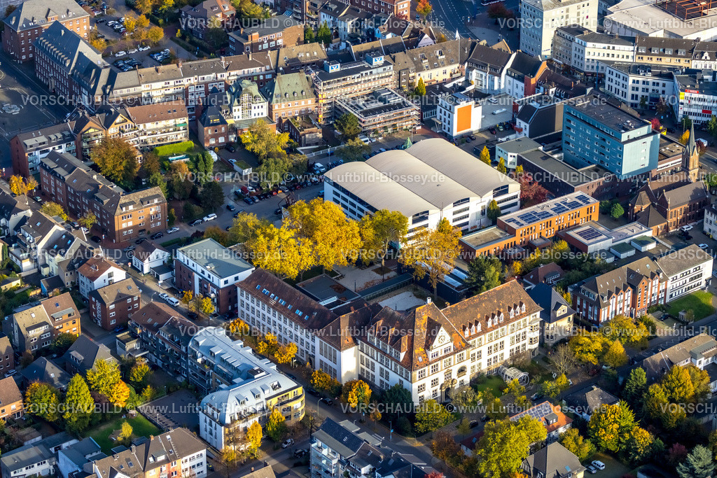 Bottrop221006227 | Luftbild, VHS Bottrop, Kulturzentrum, Altstadt, Bottrop, Ruhrgebiet, Nordrhein-Westfalen, Deutschland