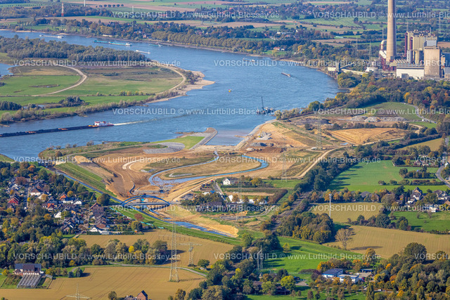 Dinslaken221003646Emschermuendung | Luftbild, Emschermündung Renaturierung, Auenlandschaft am Fluss Rhein, Eppinghoven, Dinslaken, Ruhrgebiet, Nordrhein-Westfalen, Deutschland