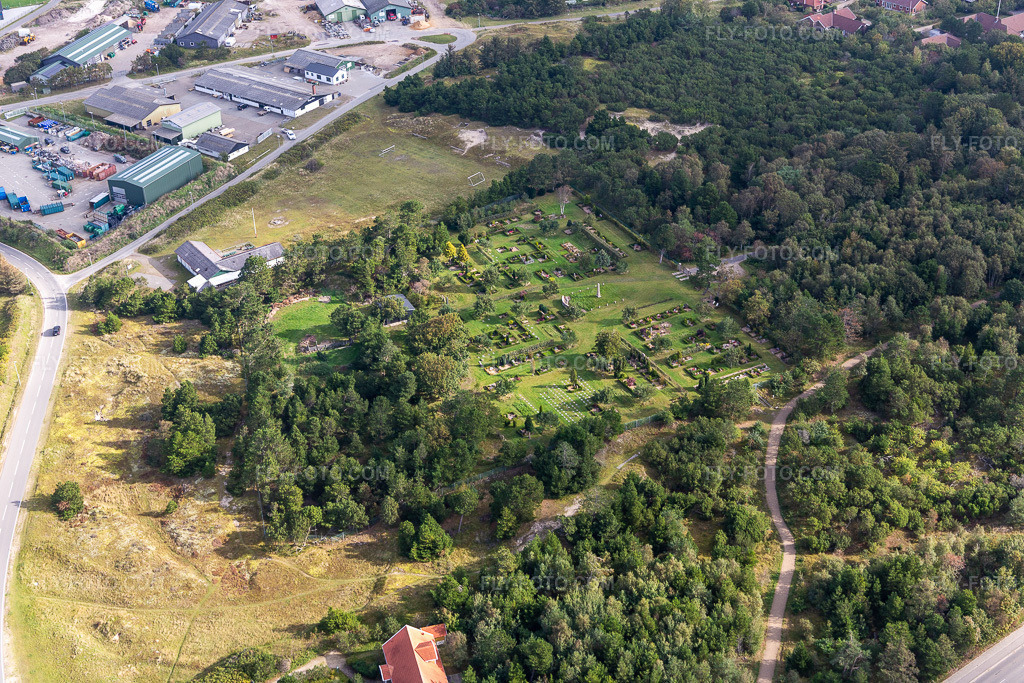Aerial view: Cemetery in Fanø in the state South Denmark, Denmark.Photo: IMG_118545.jpg taken on 09/21/2019 by Werner Riehm/FLY-FOTO.comResolution of the original: 5472 x 3648 px