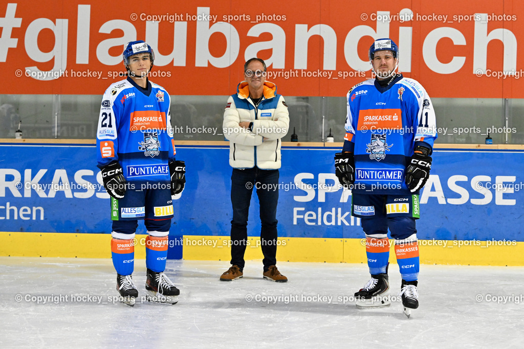 ESC Steindorf Sparkasse Feldkirchen Shooting | #21 WALDER PATRIK, Gerhard Schreilechner Sparkasse Feldkirchen, #11 Luka Kalan, ESC Steindorf Sparkasse Feldkirchen Shooting, ESC Steindorf Sparkasse Feldkirchen Shooting am 24.10.2025 in Steindorf (Ossiachersee Halle), Austria, (Photo by Bernd Stefan)