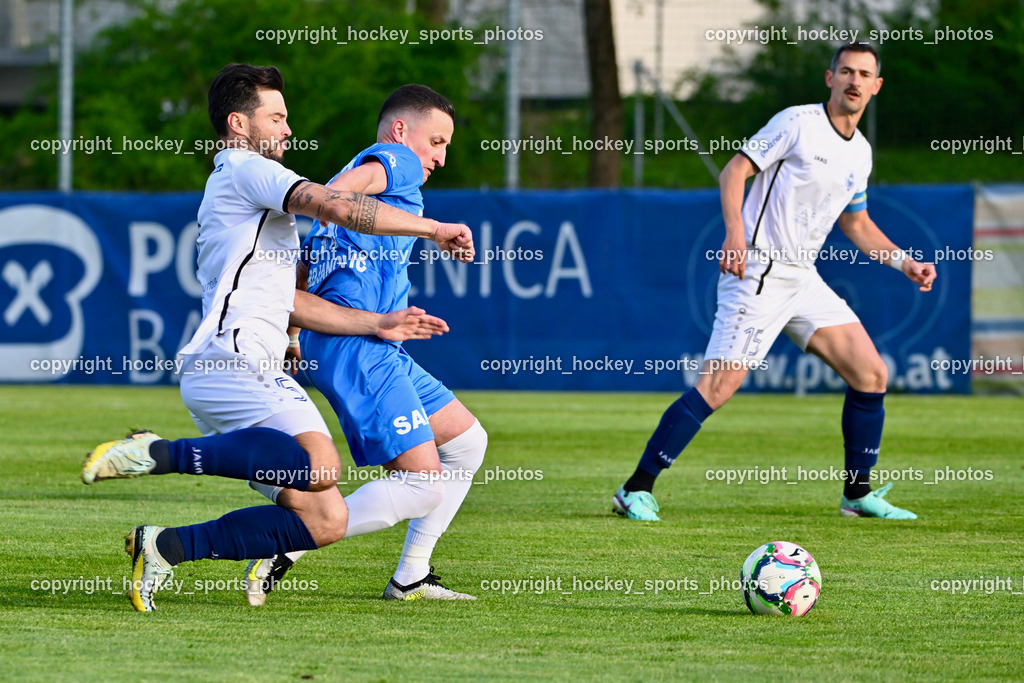 SAK vs. ATUS Velden 19.4.2024 | #5 Roland Putsche ATUS Velden, #11 Enes Brdjanovic SAK, #15 Manuel Wallner ATUS Velden, SAK vs. ATUS Velden 19.4.2024, SAK vs. ATUS Velden am 19.04.2024 in Klagenfurt (Sportpark Welzenegg), Austria, (Photo by Bernd Stefan)