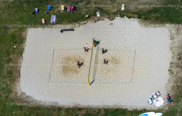 Essen220803140 | Luftbild, Volleyball am Strand Seaside Beach Baldeney, Baldeneysee, Essen-Bredeney, Essen, Ruhrgebiet, Nordrhein-Westfalen, Deutschland
