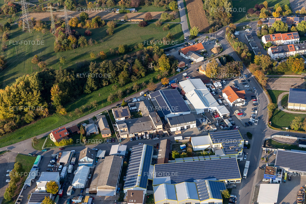 Industriegebiet Benzstraße, Industriestraße | Luftbild: Industriegebiet Benzstraße, Industriestraße im Ortsteil Eggenstein in Eggenstein-Leopoldshafen im Bundesland Baden-Württemberg in Deutschland. Foto: IMG_123375.jpg vom 19.10.2020 durch ©2025 Werner Riehm fly-foto.de/copyright - Realisiert mit Pictrs.com