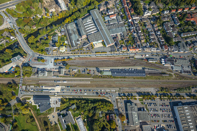 Arnsberg220903179 | Luftbild, Bahnhof Neheim-Hüsten, Hüsten, Arnsberg, Sauerland, Nordrhein-Westfalen, Deutschland