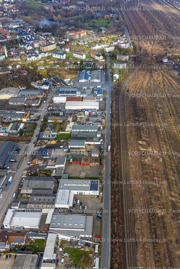 Hamm230215516 | Luftbild, Rangierbahnhof Hamm, Gewerbegebiet Schieferstraße, Stadtbezirk Pelkum, Hamm, Ruhrgebiet, Nordrhein-Westfalen, Deutschland