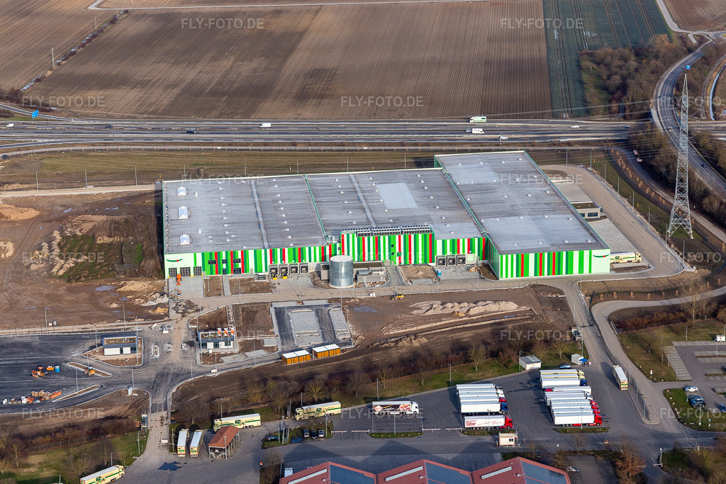 Luftbild: Neubau des Pfalzmarkt für Obst und Gemüse in Mutterstadt im Bundesland Rheinland-Pfalz in Deutschland. Foto: IMG_130408.jpg vom 12.02.2022 durch Werner Riehm/FLY-FOTO.dePfalzmarkt