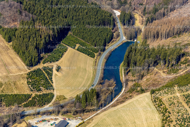 HB-Bestwig220303065 | Luftbild, Valme See an der Landesstraße L776, Heringhausen, Bestwig, Sauerland, Nordrhein-Westfalen, Deutschland