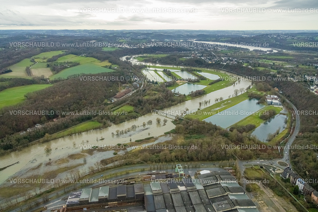 Witten231201993Ruhr | Luftbild, Ruhrhochwasser, Weihnachtshochwasser 2023, starke Regenfälle,  , Witten, Ruhrgebiet, Nordrhein-Westfalen, Deutschland