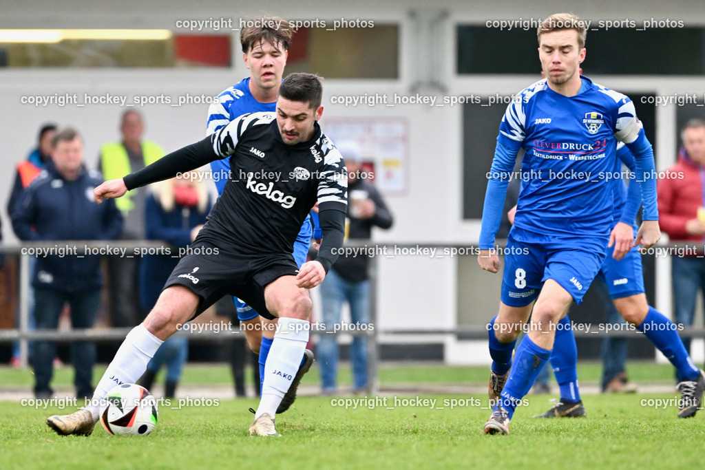MSC Magdalen vs. SV Wernberg | #9 Mario Dolinar MSC Magdalen, #8 Christian Ulbing SV Wernberg, #6 Luca Mattia Striednigg SV Wernberg, MSC Magdalen vs. SV Wernberg, MSC Magdalen vs. SV Wernberg am 10.11.2024 in Magdalen (Sportplatz Magdalen), Austria, (Photo by Bernd Stefan)